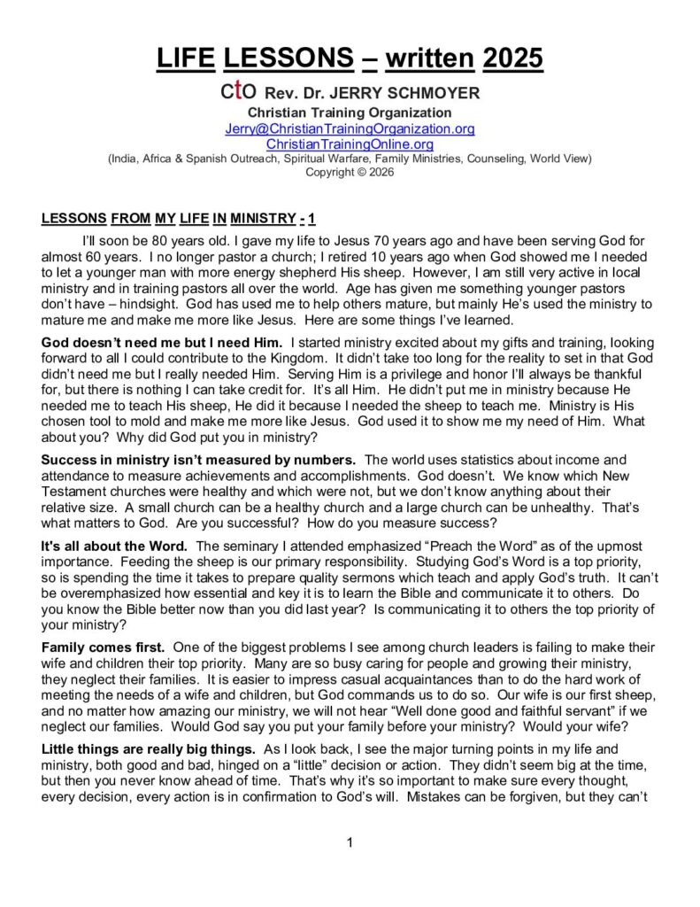 thumbnail of Life Lessons from My Ministry 2025