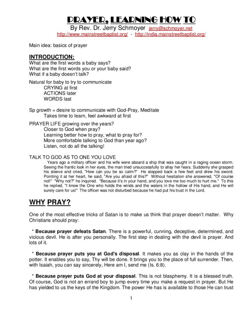 thumbnail of Prayer generalities