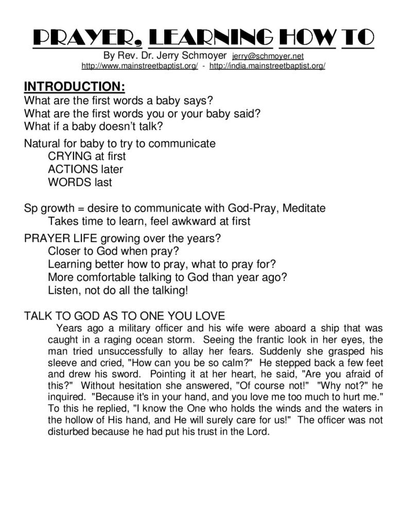 thumbnail of Prayer, learning how to