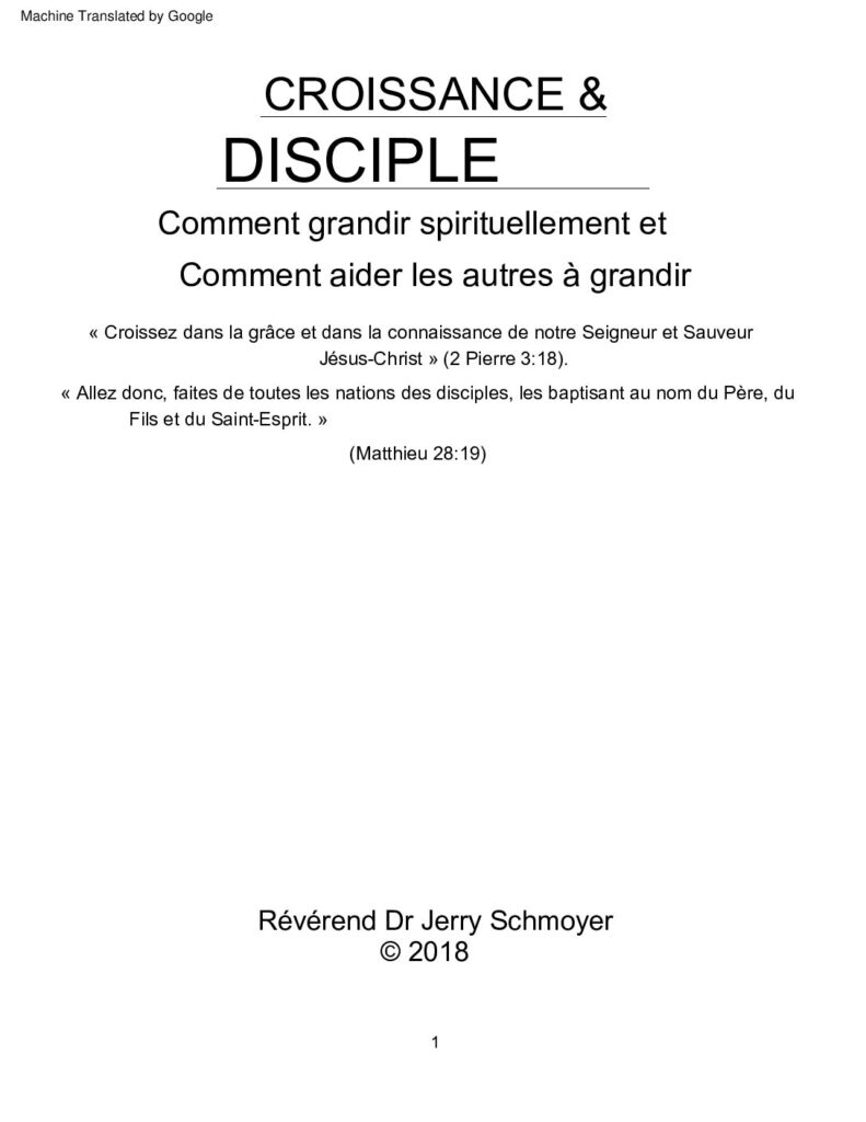 thumbnail of Spiritual Growth & Discipleship French